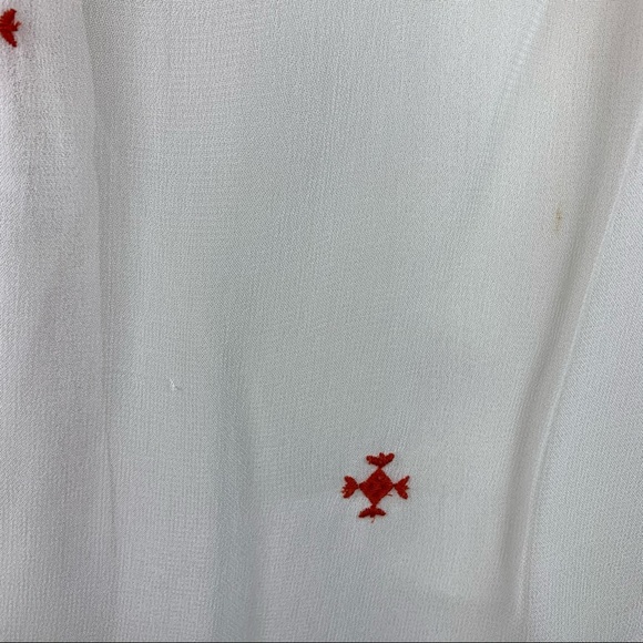 FLOREAT White Boho Blouse Red Embroidery 8 - Picture 12 of 13